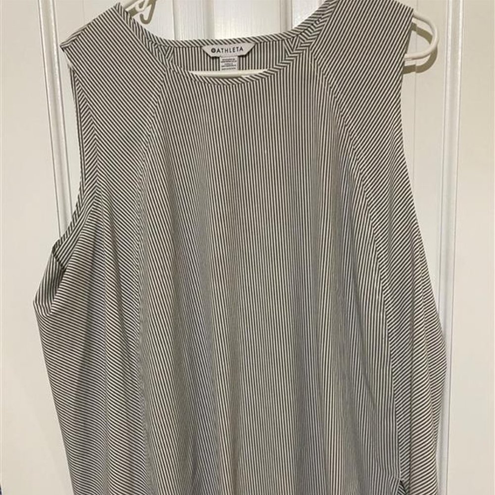 Athleta Black and White Striped Button Down Shirt